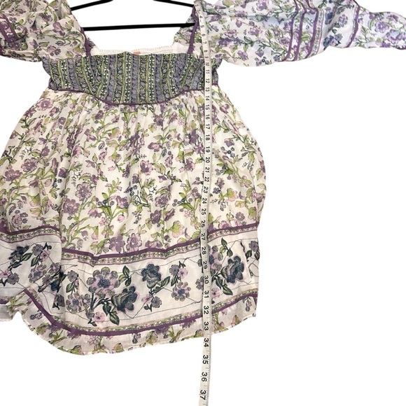 Free People Endless Afternoon Floral Mini Dress-Bohemian Puff Sleeve Mini-Medium - Picture 9 of 13